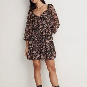 Amalia Pampas Blooms Tiered Minidress